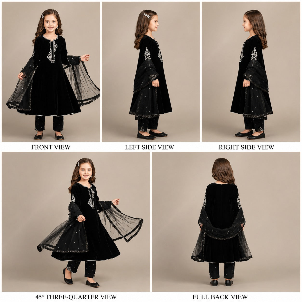 Pre Order: Black Embroidered Anarkali Suit Set