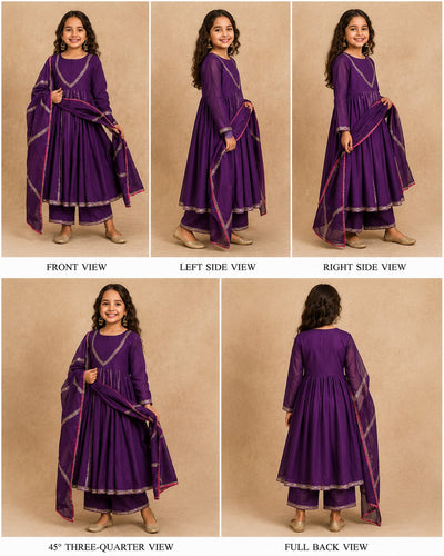 Pre Order : Purple Anarkali with Dupatta Gota Detailing