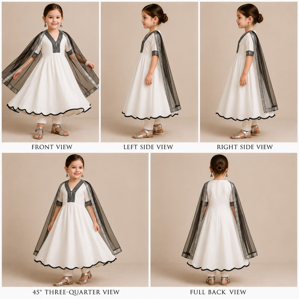 Pre Order: White And Black Anarkali with Dupatta