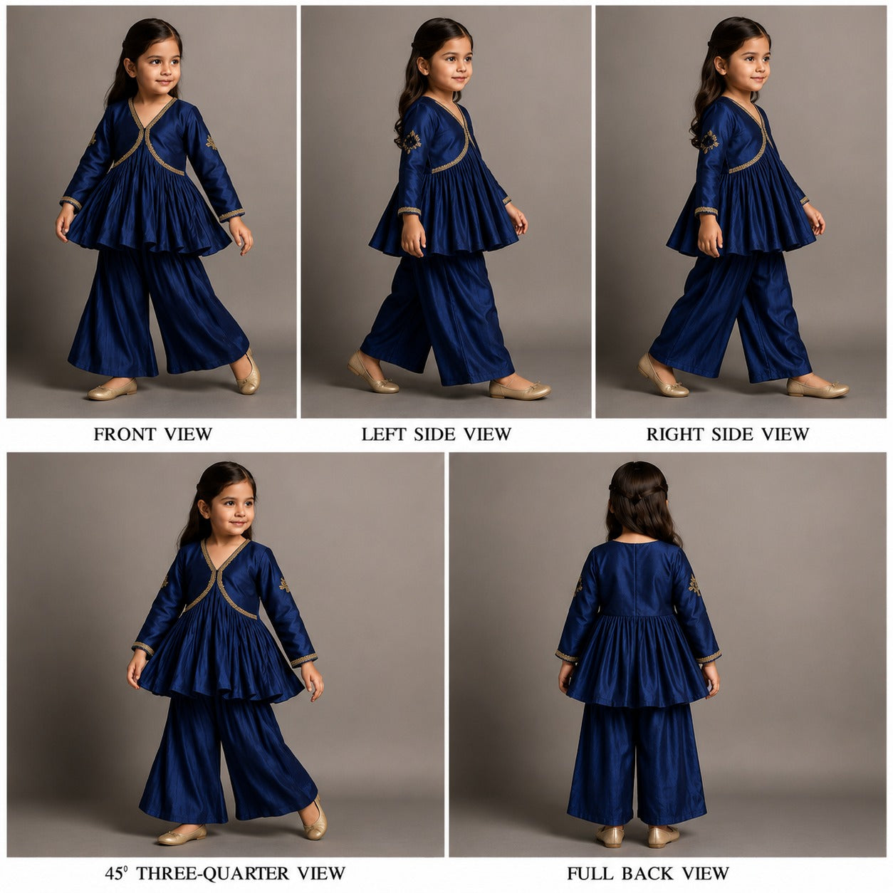 Pre Order: Tissue Pleated Shiny Blue Top And Palazzo