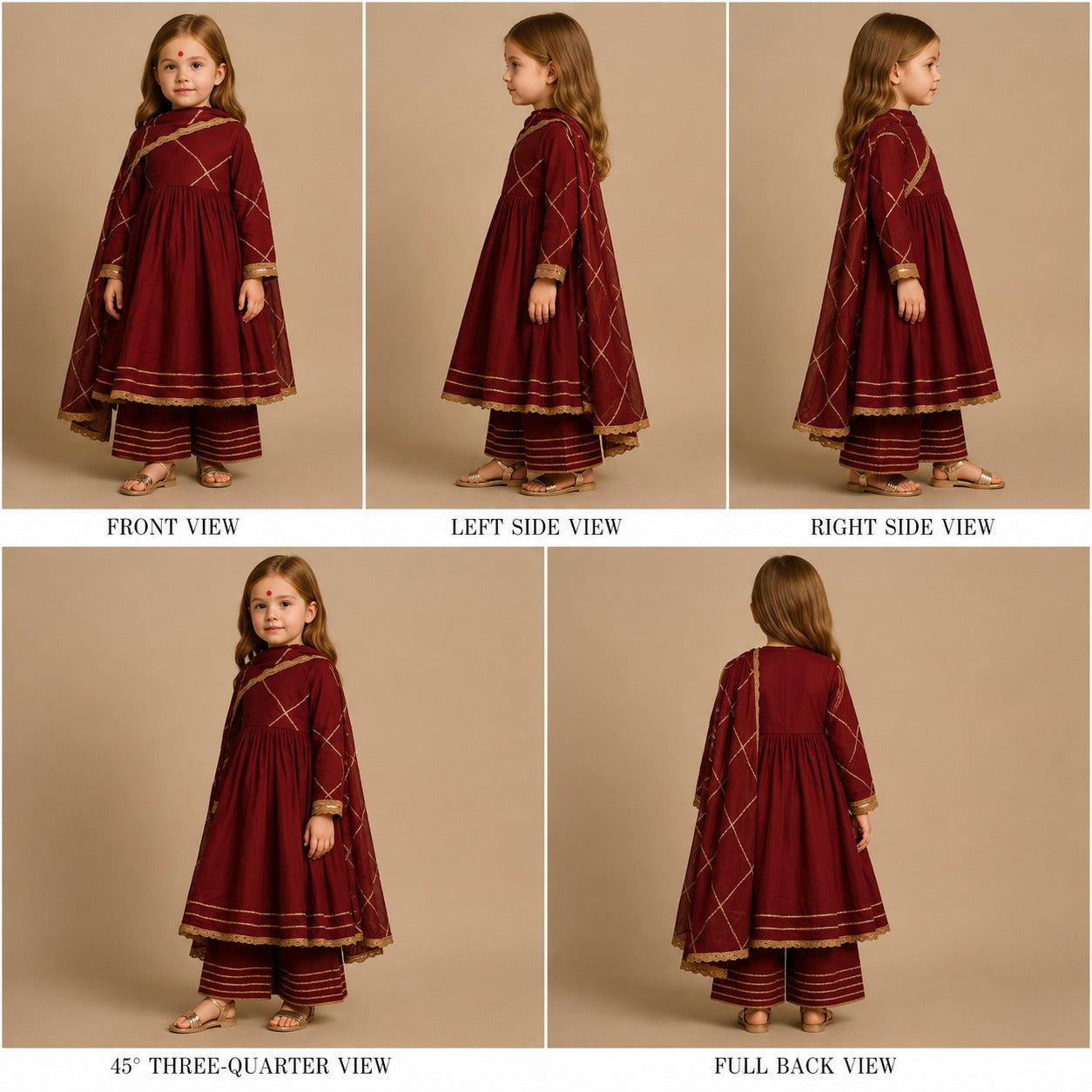 Pre Order: Red Anarkali with Duppatta and Gota Detailing