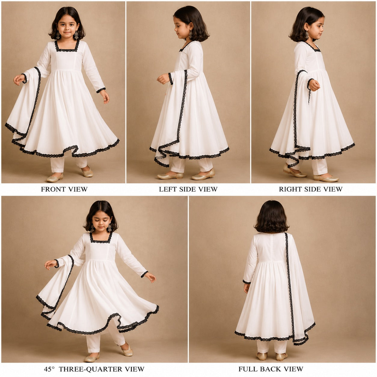 Pre Order: White Anarkali with Dupatta Lace Detailing