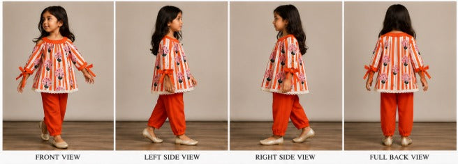 Pre Order: Multicolour Printed And Embroidered Kurti And Pant