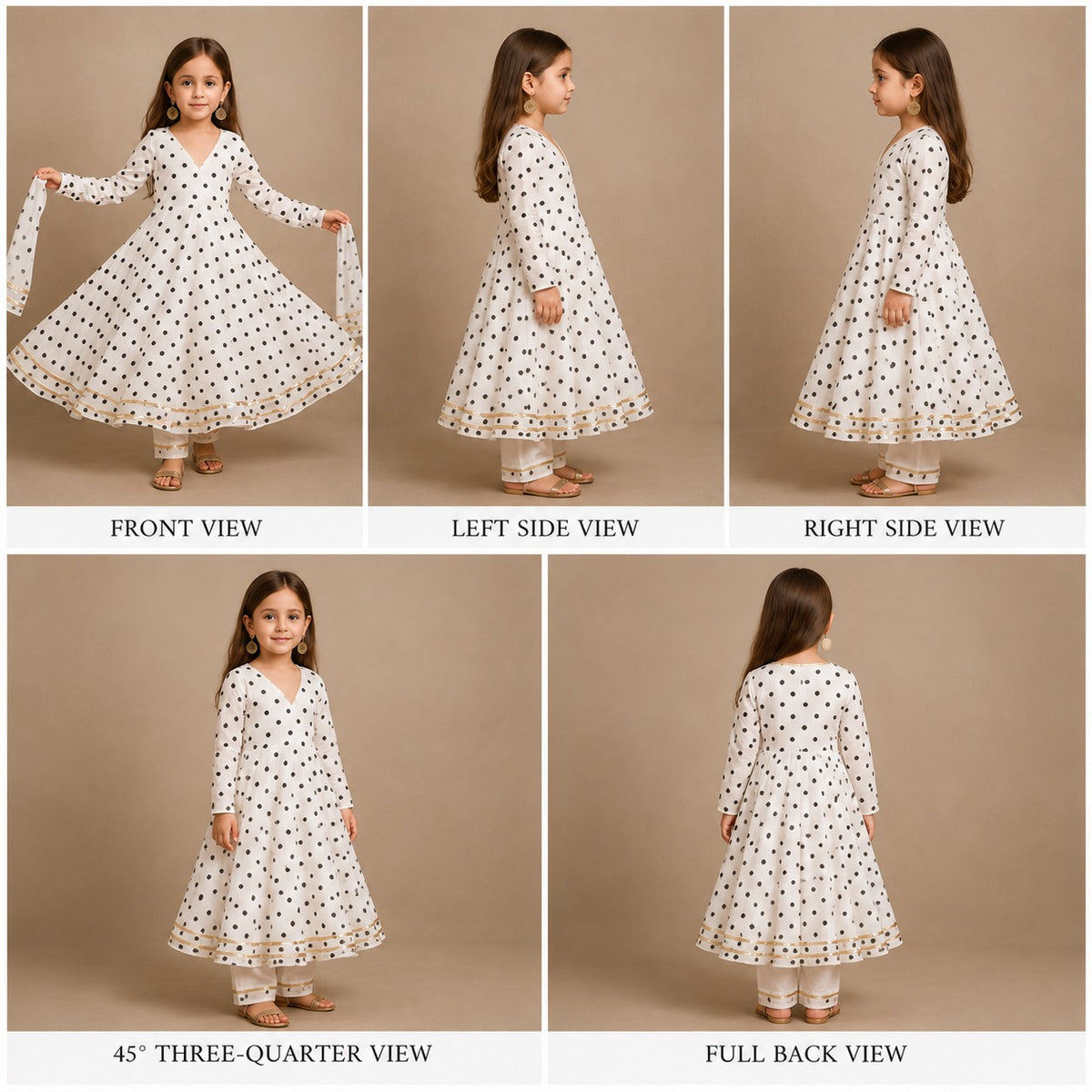 Pre Order: White Anarkali with Duppatta and Gota Detailing