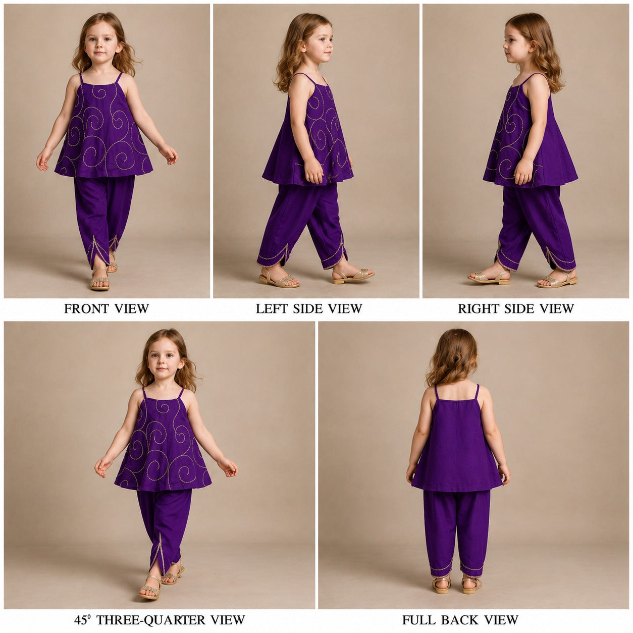 Pre Order: Purple Strappy Sequin Embellished Kurti With Dhoti