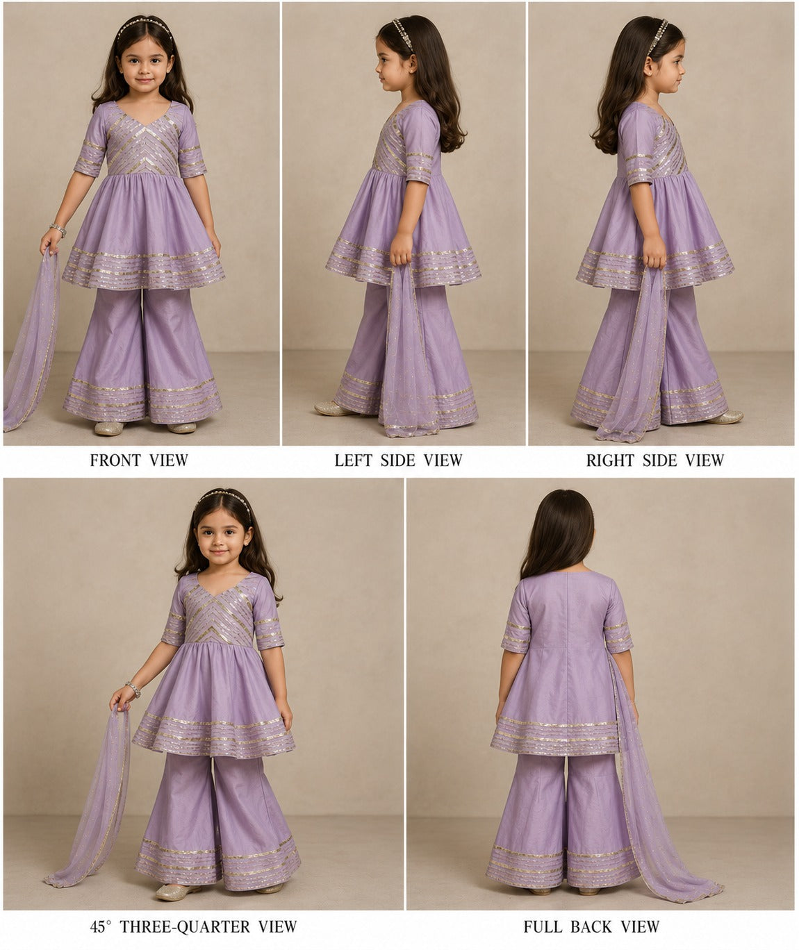 Pre Order: Lavender Suit Set with Gota Detailing