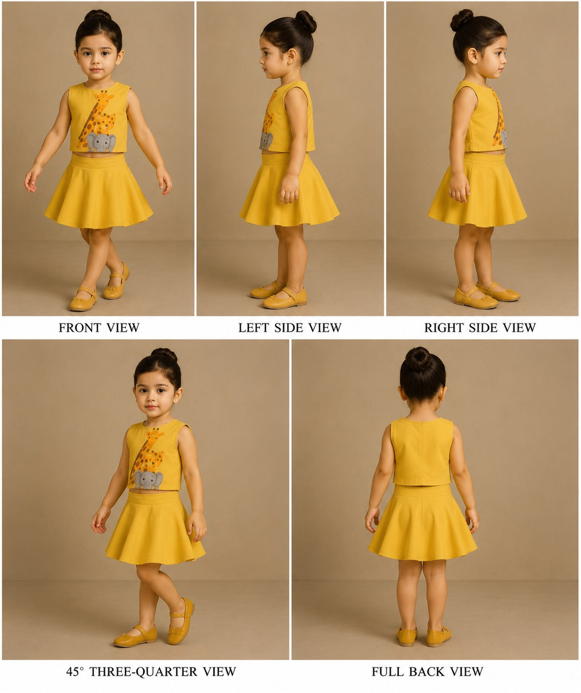 Pre Order: Yellow Jungle Hand Painted Top And Skirt