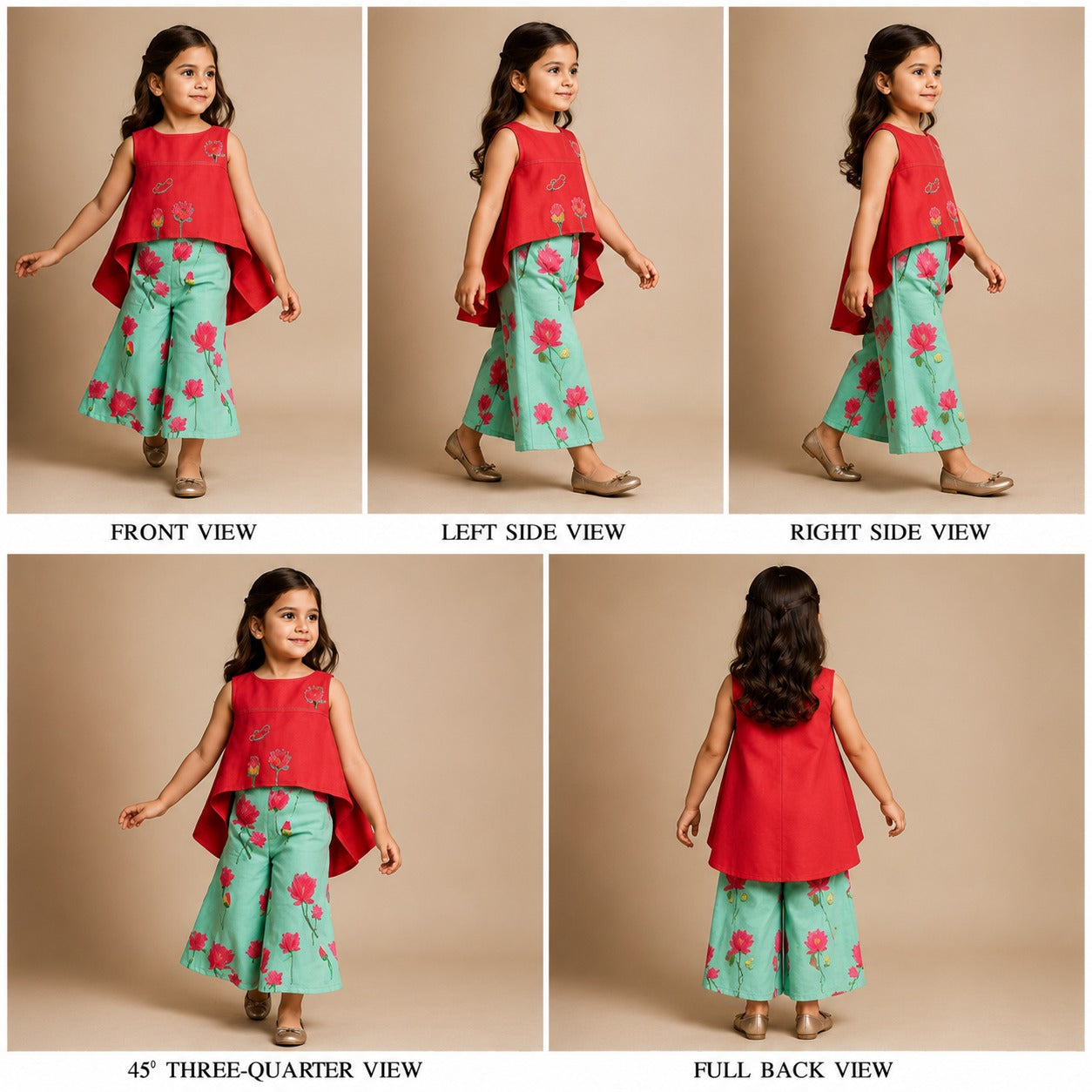 Pre Order: Embroidered Top With Stylish Bottom Flare And Printed Palazzo