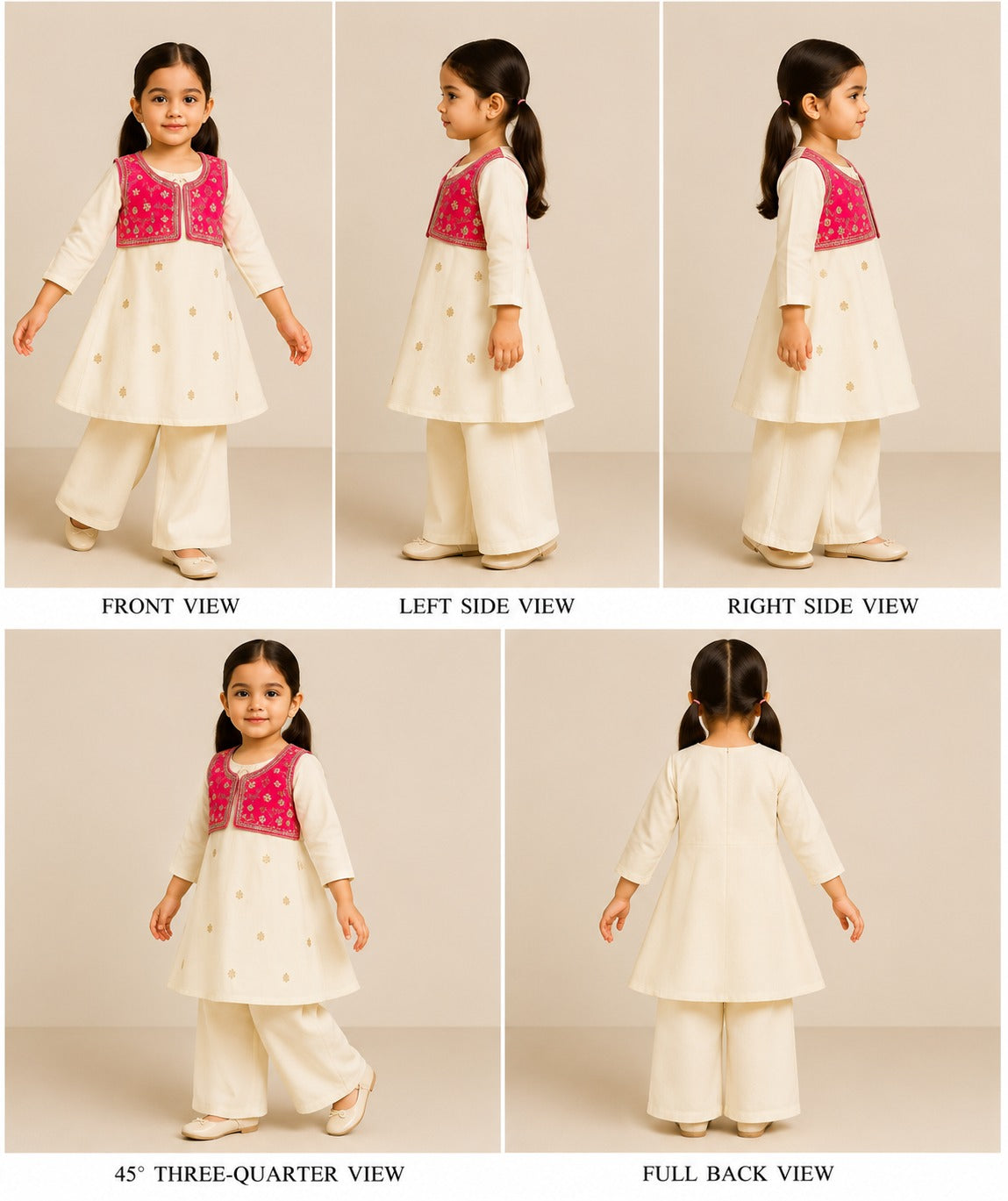 Pre Order: Embroidered Kurti With Jacket And Pant