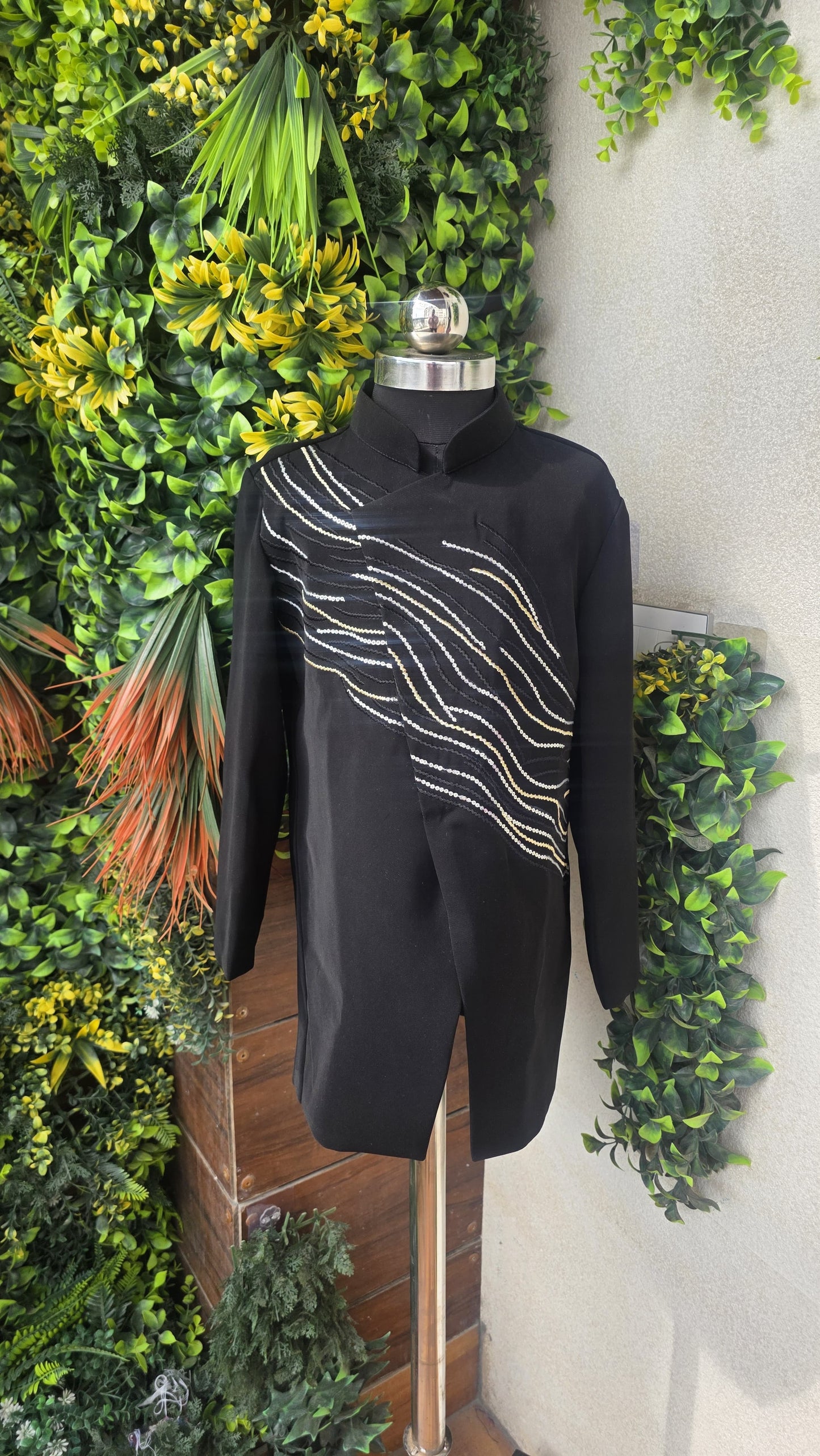 Pre Order: Royal Noir Sherwani And Pant