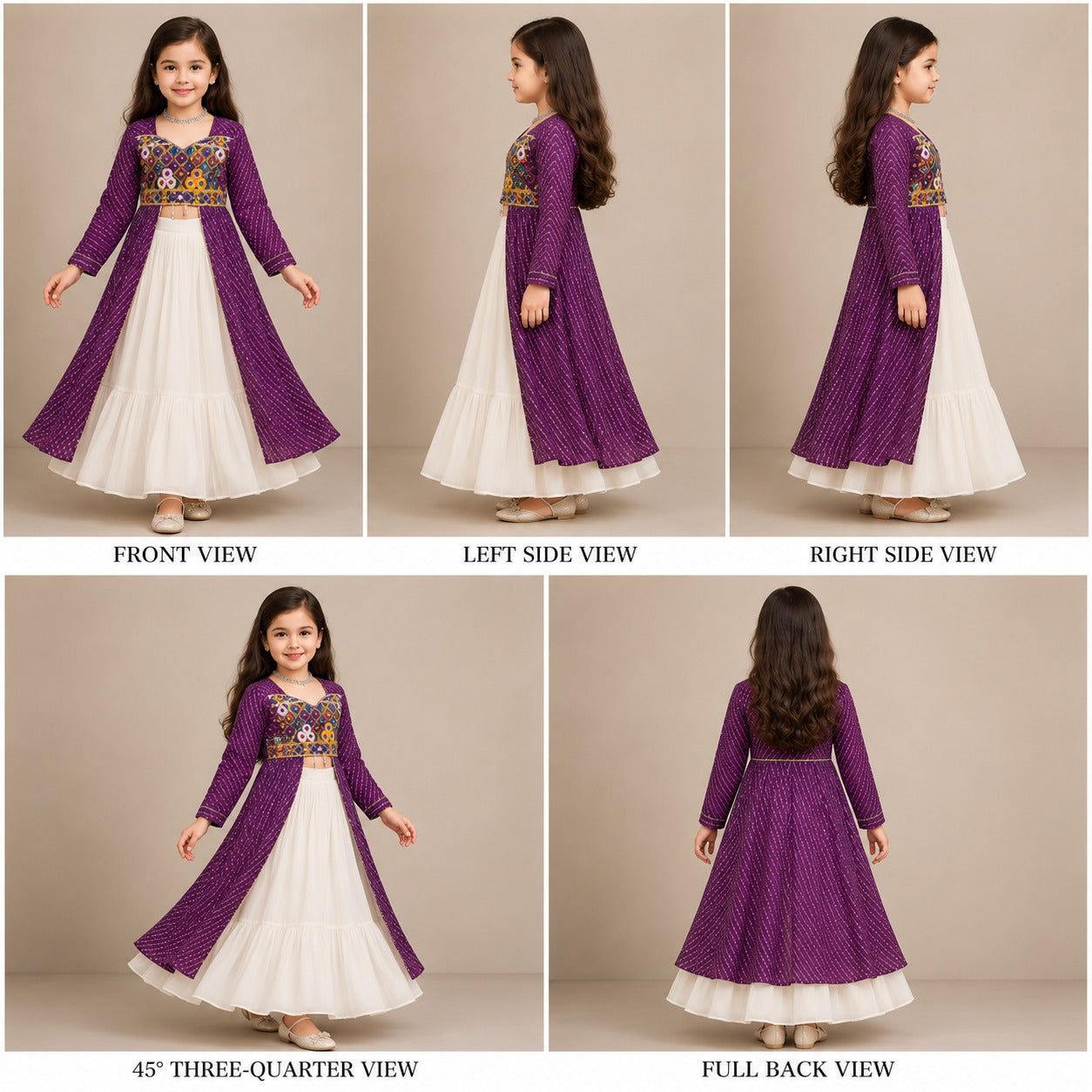 Pre Order: Purple and White Embroidered Set