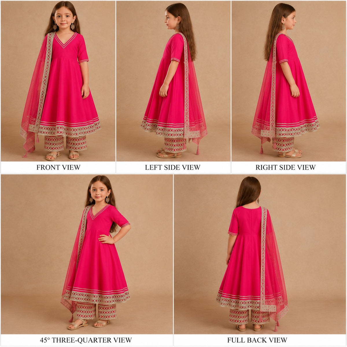 Pre Order: Pink Anarkali with Duppatta and Gota Detailing