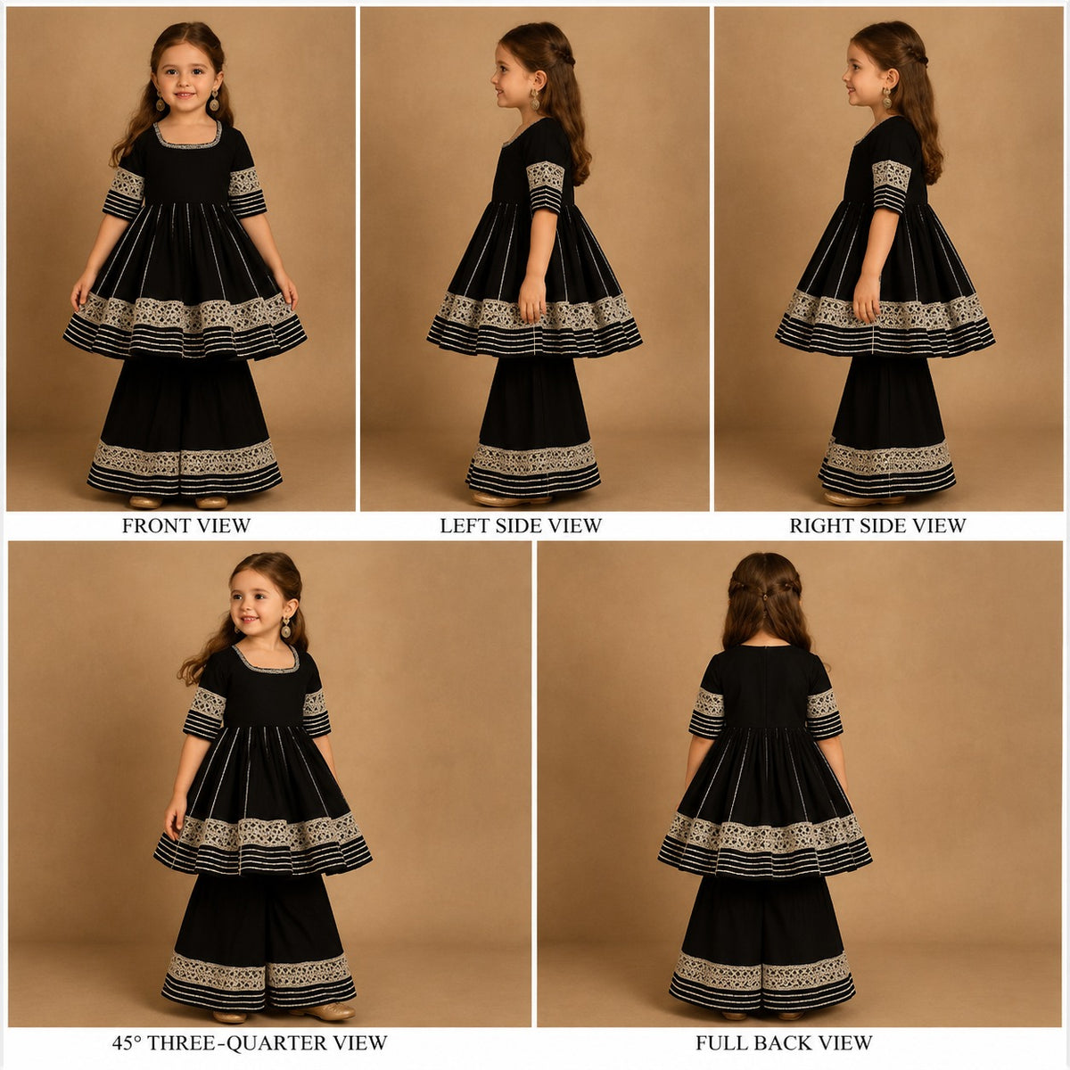 Pre Order: Black Suit Set with Gota Detailing