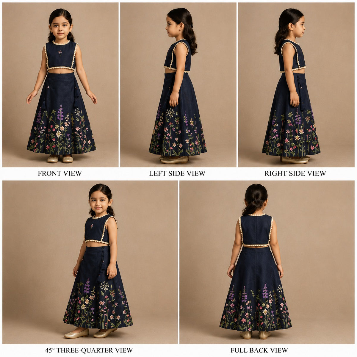 Pre Order: Blue Denim Embroidered Top And Stylish Skirt