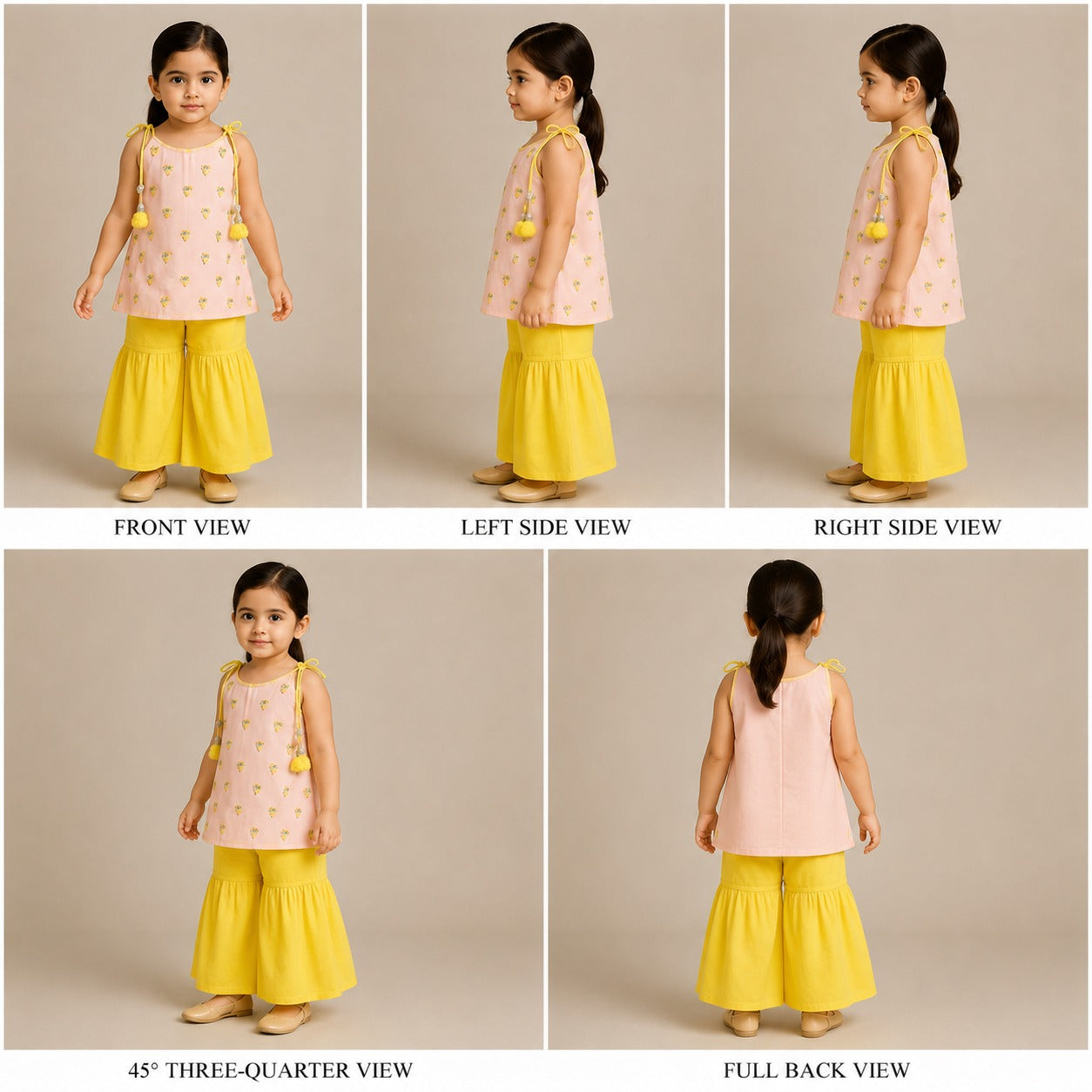 Pre Order: Pink Shibori Printed Tie Up Straps Kurti And Sharara