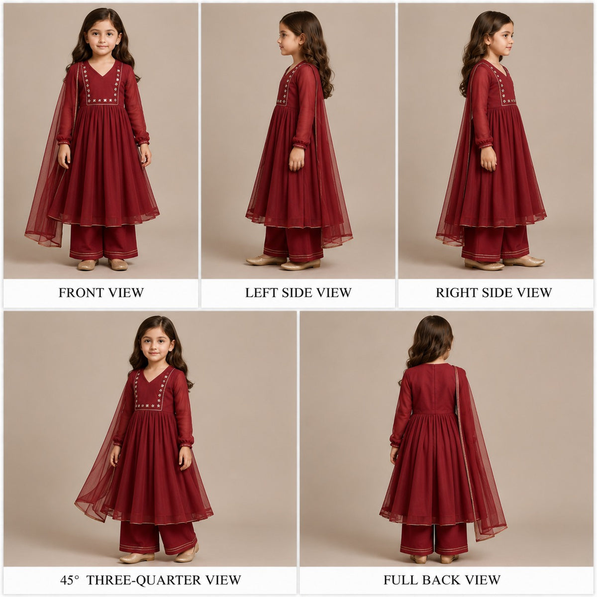 Pre Order: Red Anarkali Suit Set