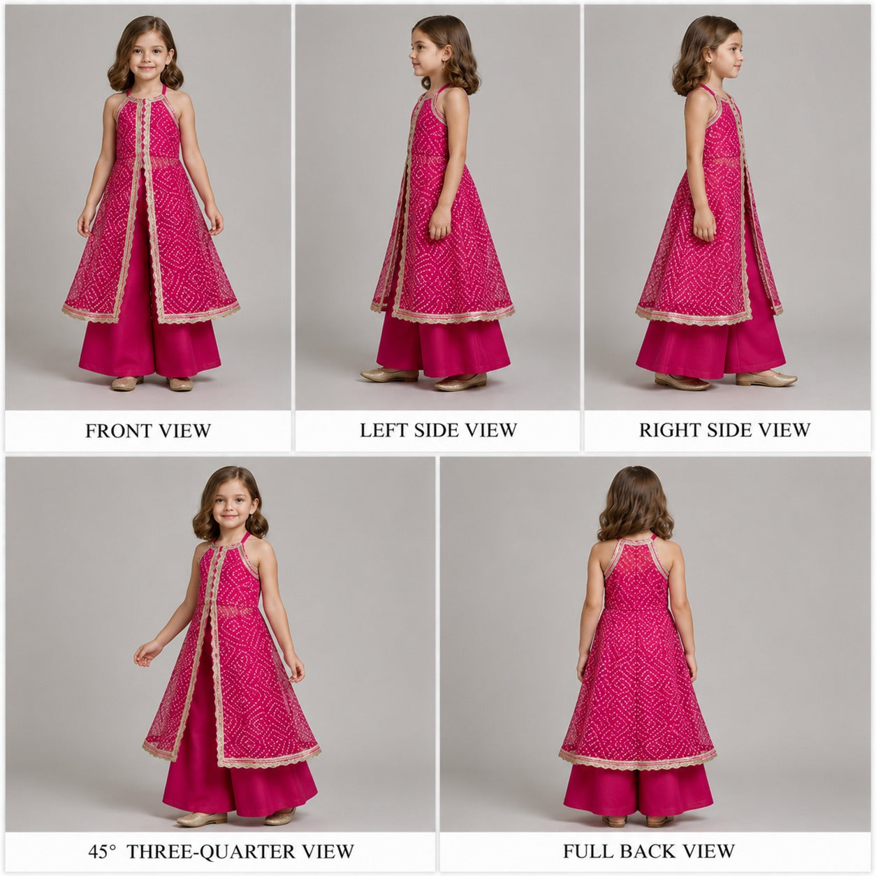 Pre Order: Pink Bandhani Georgette Set