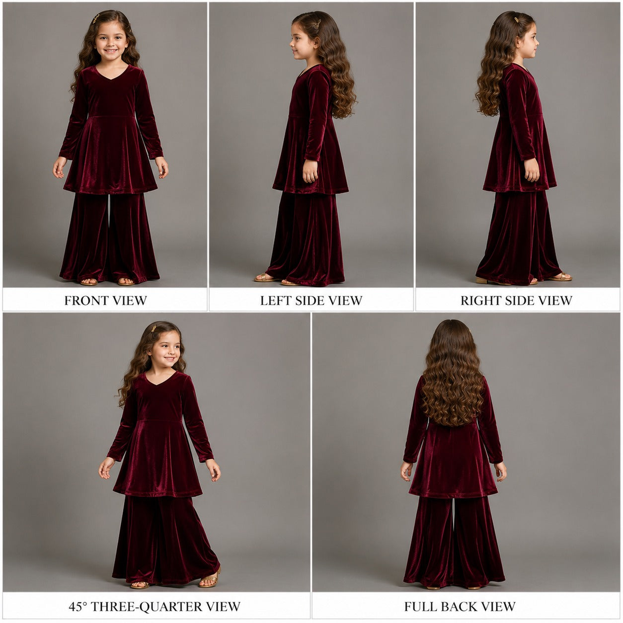 Pre Order: Maroon Velvet Kurti Suit Set