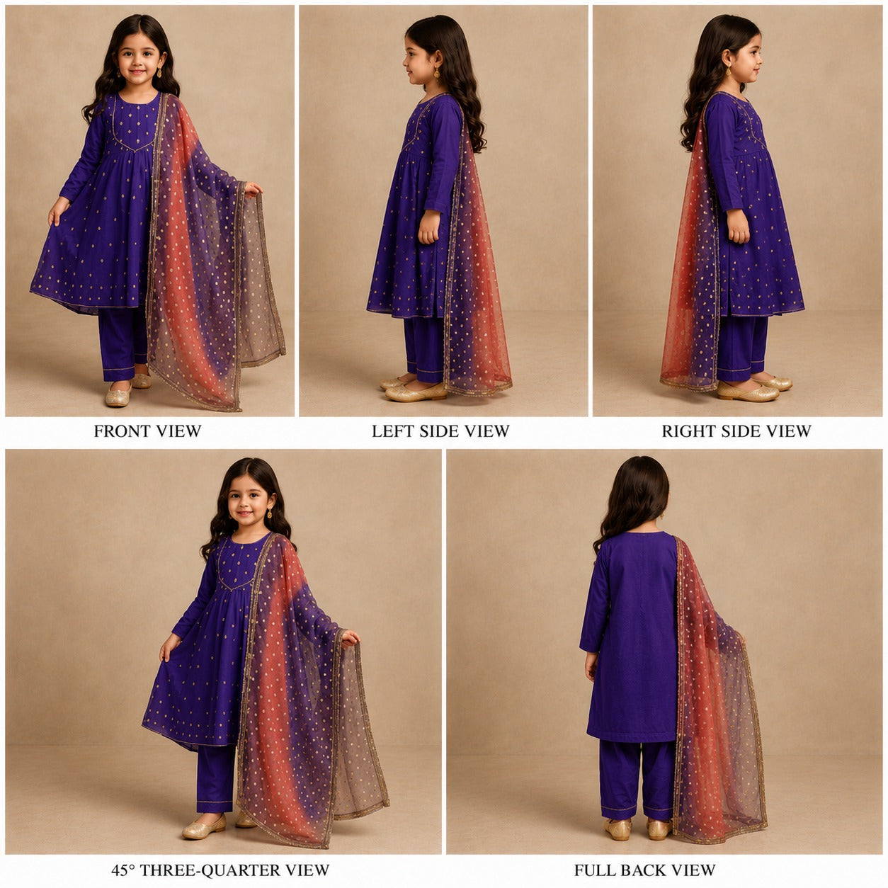 Pre Order:Purple Anarkali Gota Detailing Suit Set