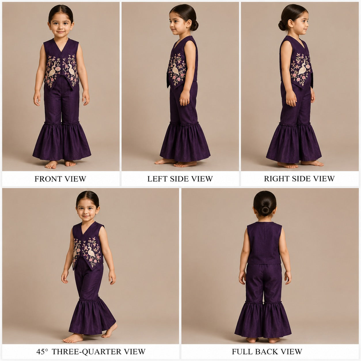Pre Order: Purple Swan Embroidered Vest Top With Sharara