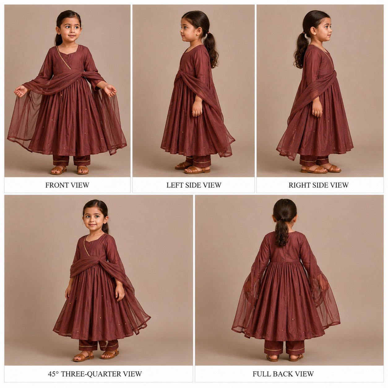 Pre Order: Brown Anarkali Suit Set