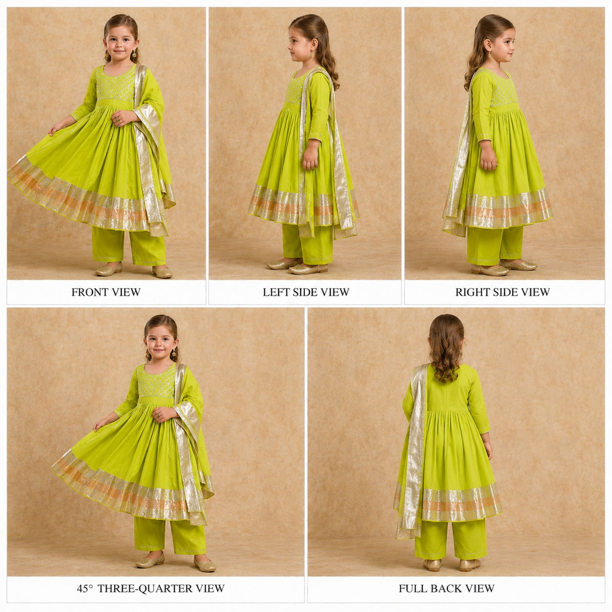 Pre Order:Neon Anarkali with Dupatta Gota Detailing