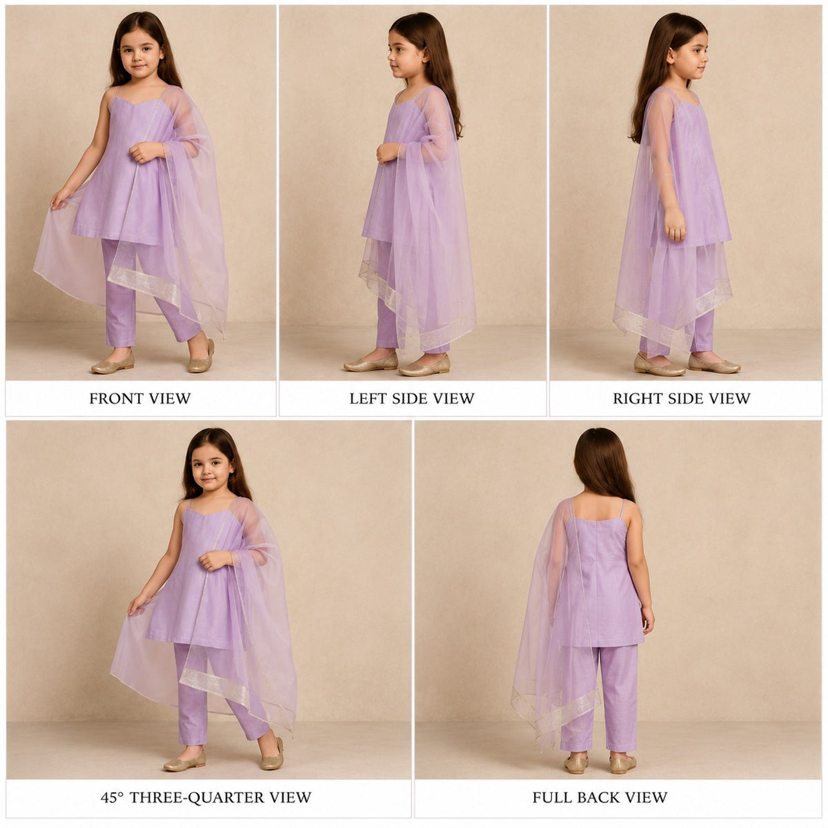 Lavender Suit Set with Dupatta and Gota Detailing
