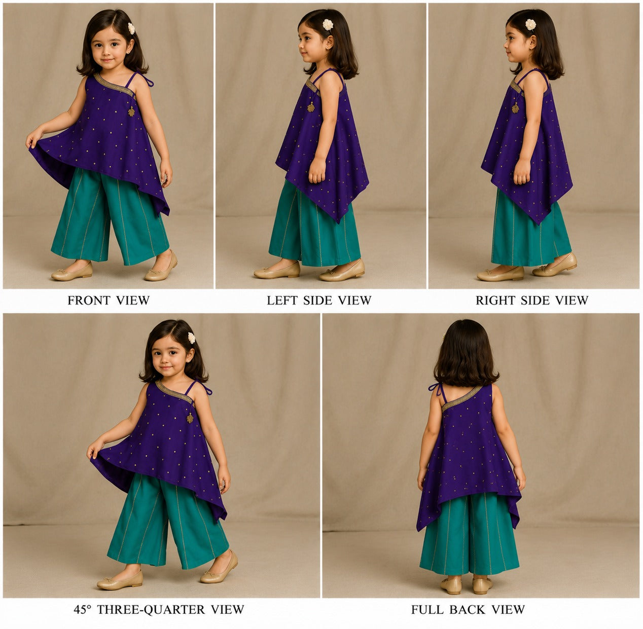 Pre Order: One Shoulder Stylish Kurti And Flared Palazzo