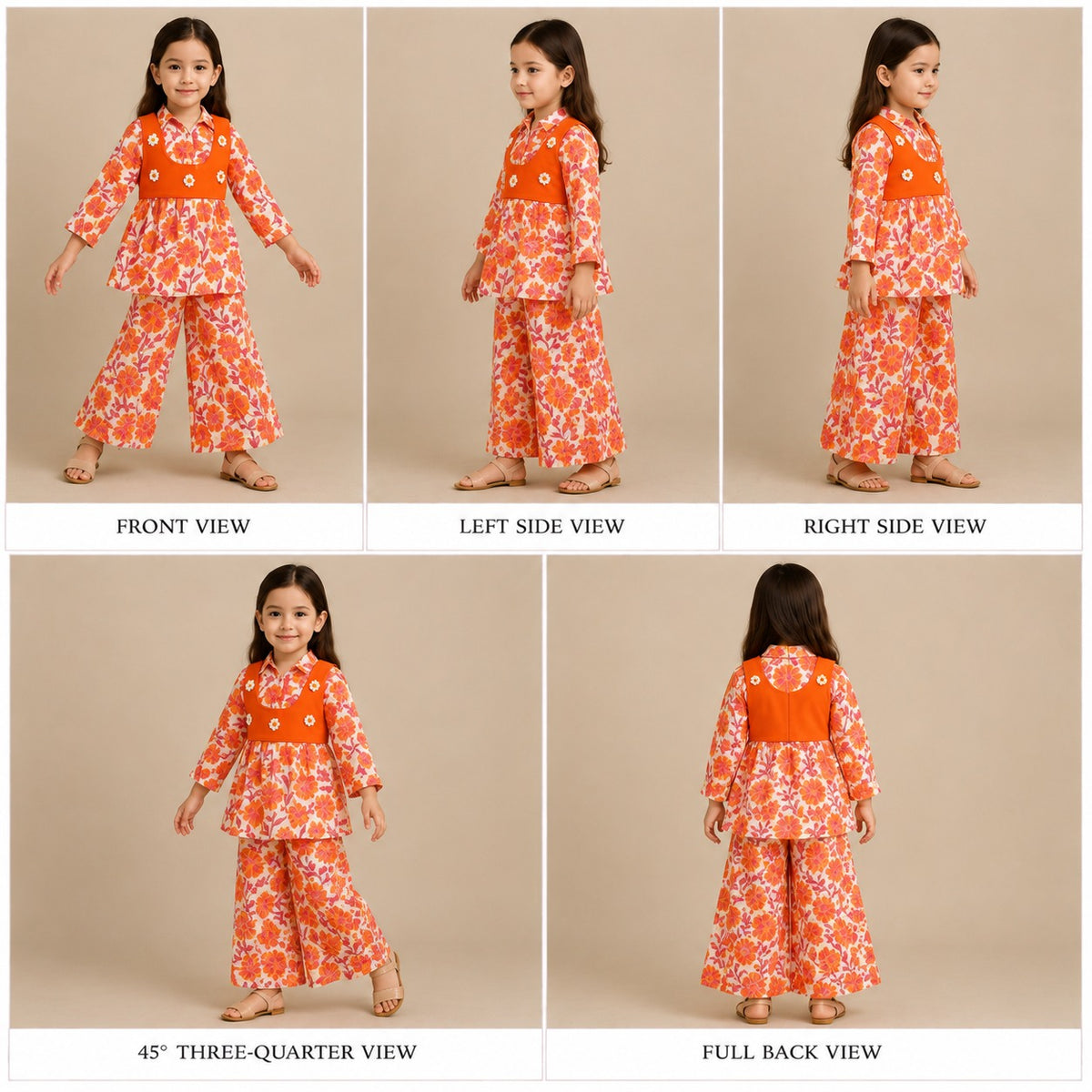 Pre Order: Floral Multicolour Printed Shirt Style Kurti With Jacket And Palazzo