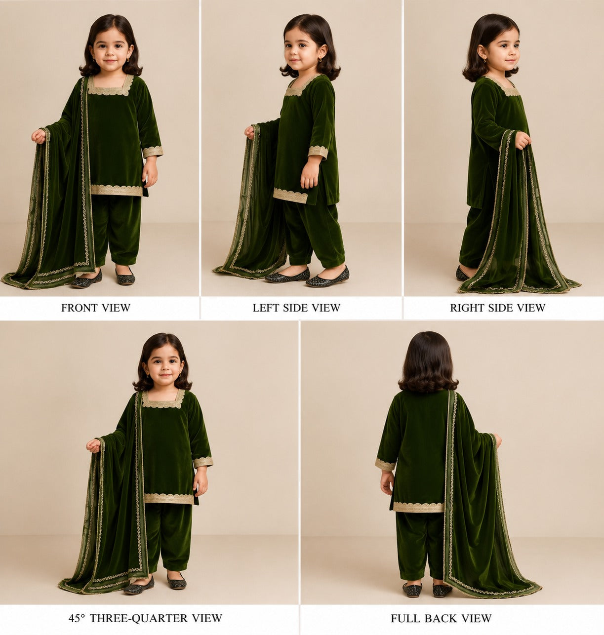 Pre Order: Mehndi Velvet Embroidered Dupatta Suit Set