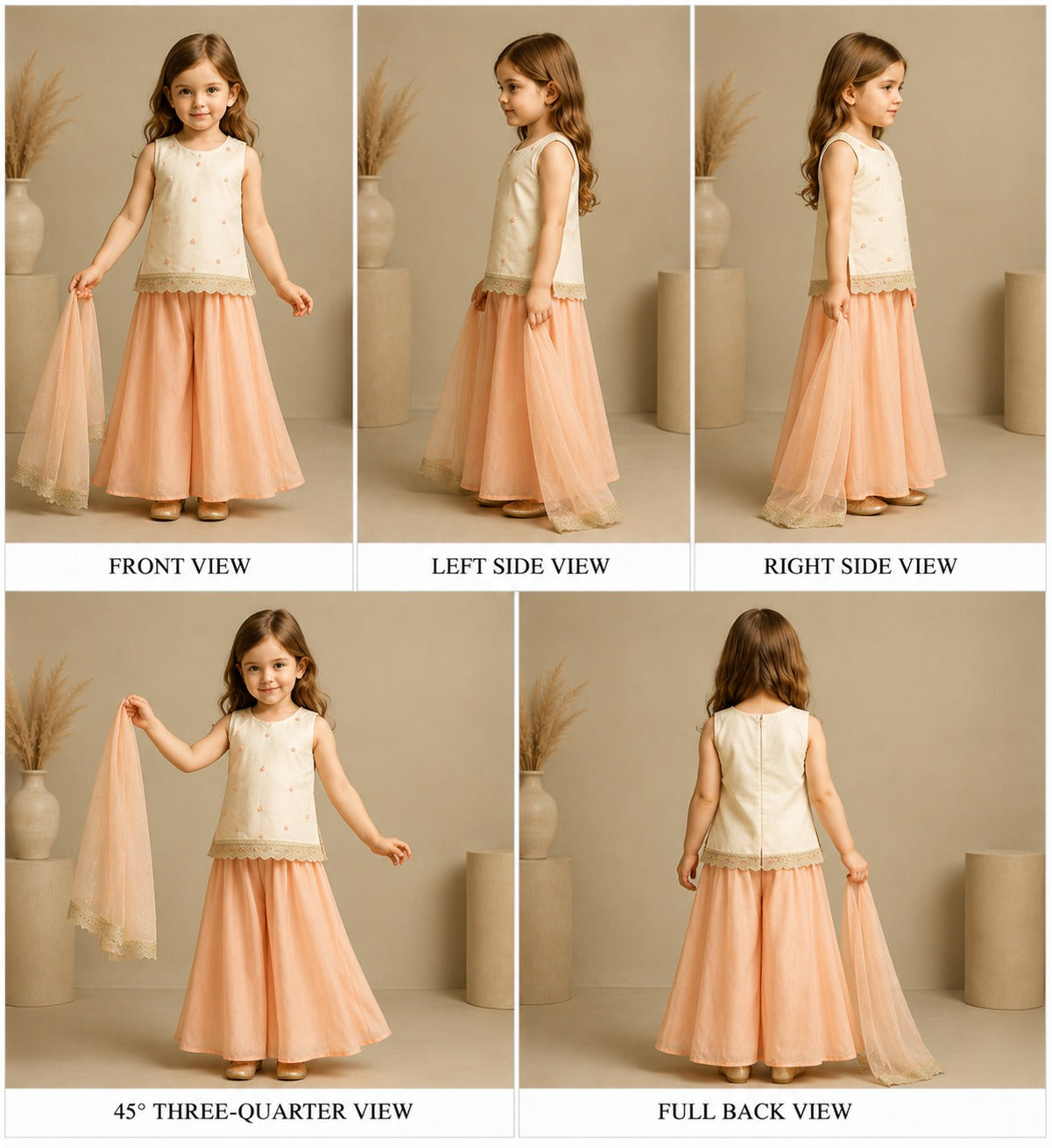 Booti Embroidered Kurti And Palazzo With Matching Dupatta