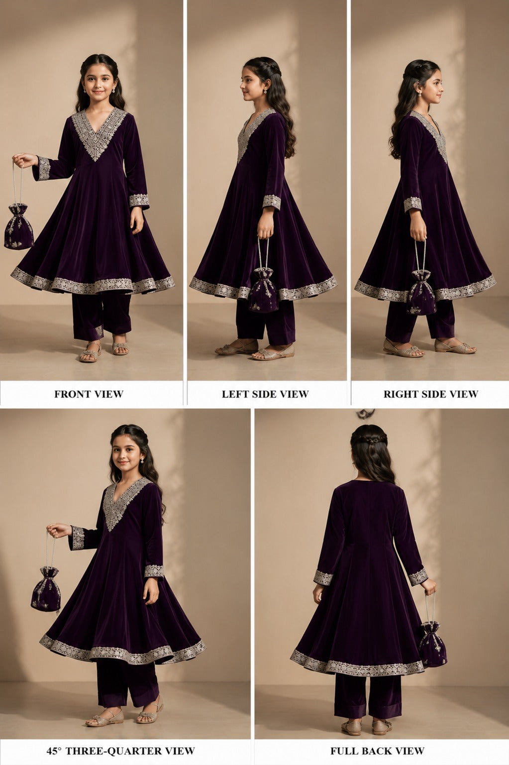 Pre Order: lace work Velvet Anarkali Suit Set