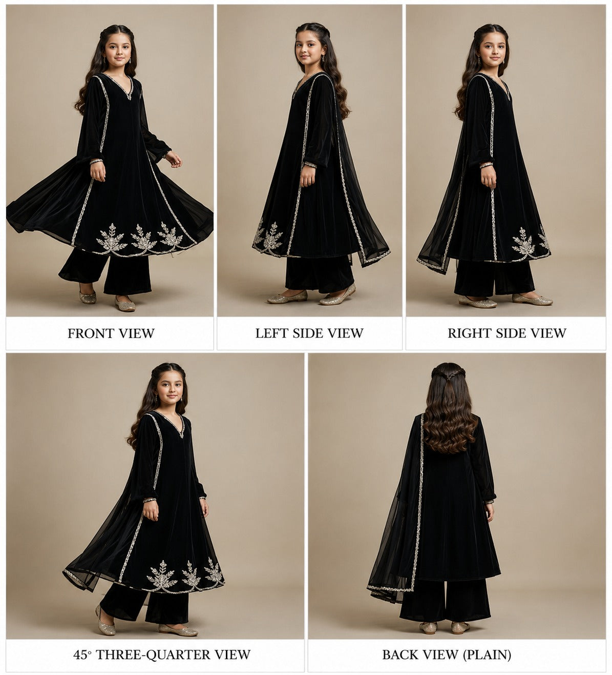Pre Order: Black Embroidered Anarkali Suit Set