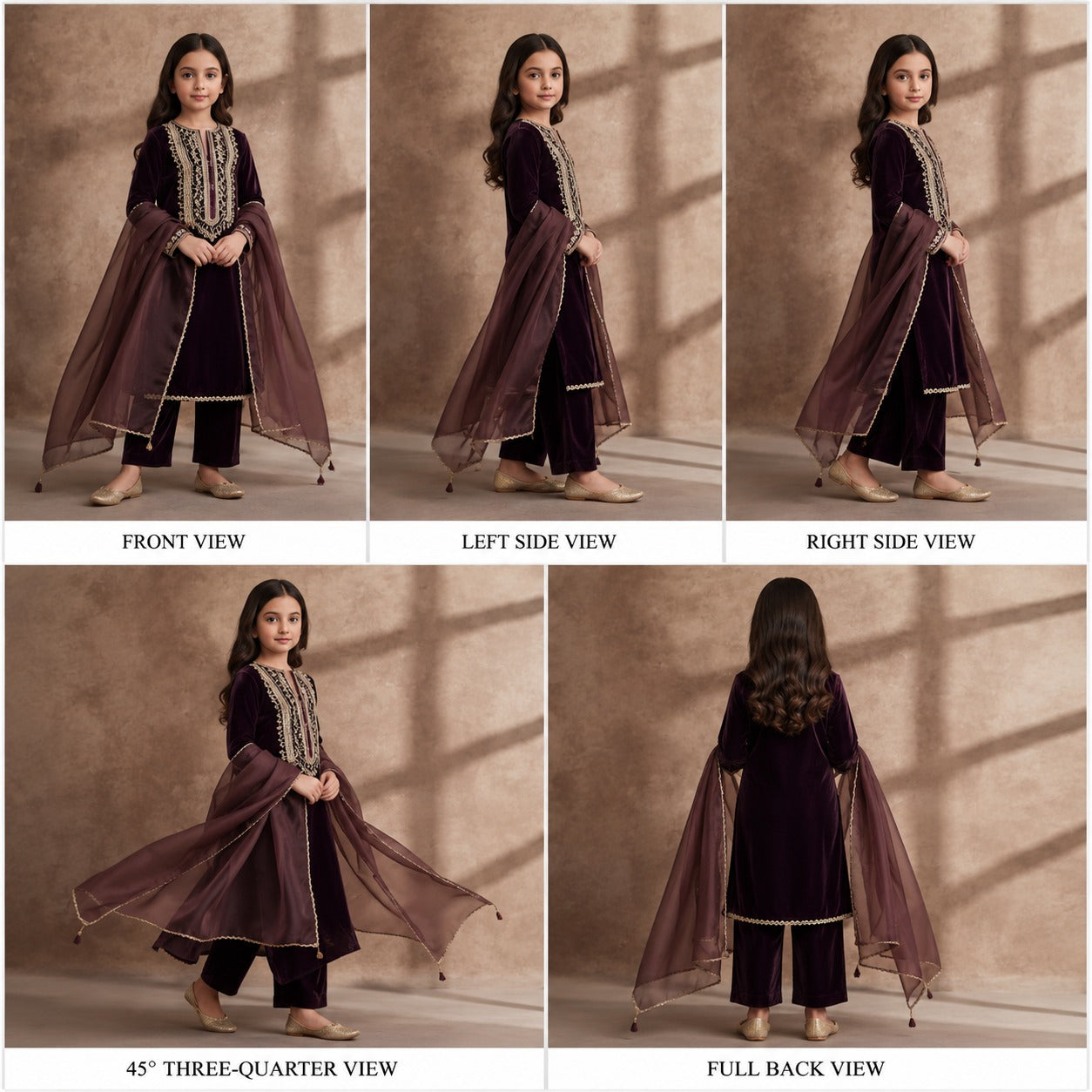Pre Order: Brown Velvet Suit Set
