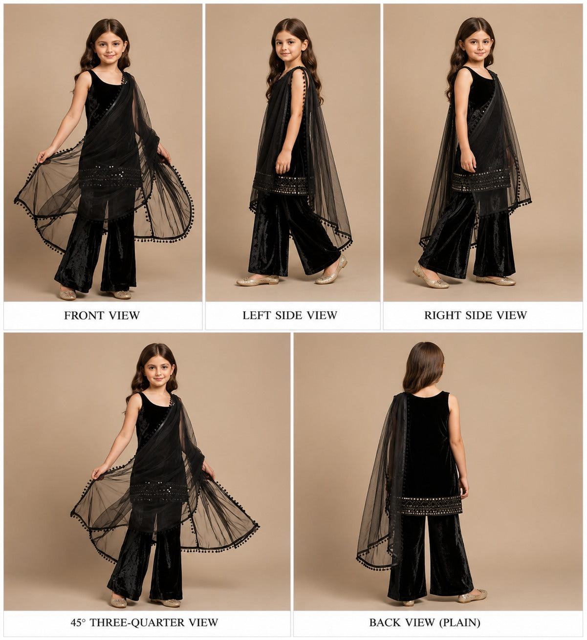Pre Order: Black Velvet Suit Set