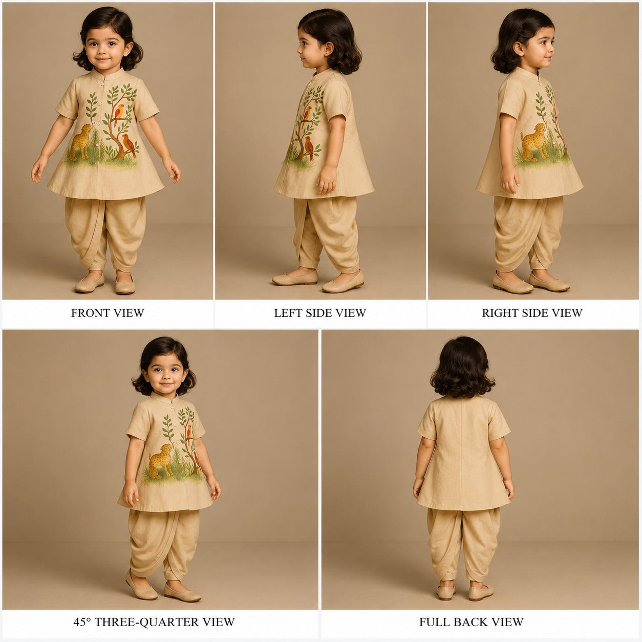 Pre Order: Birds Hand Painted Top And Dhoti