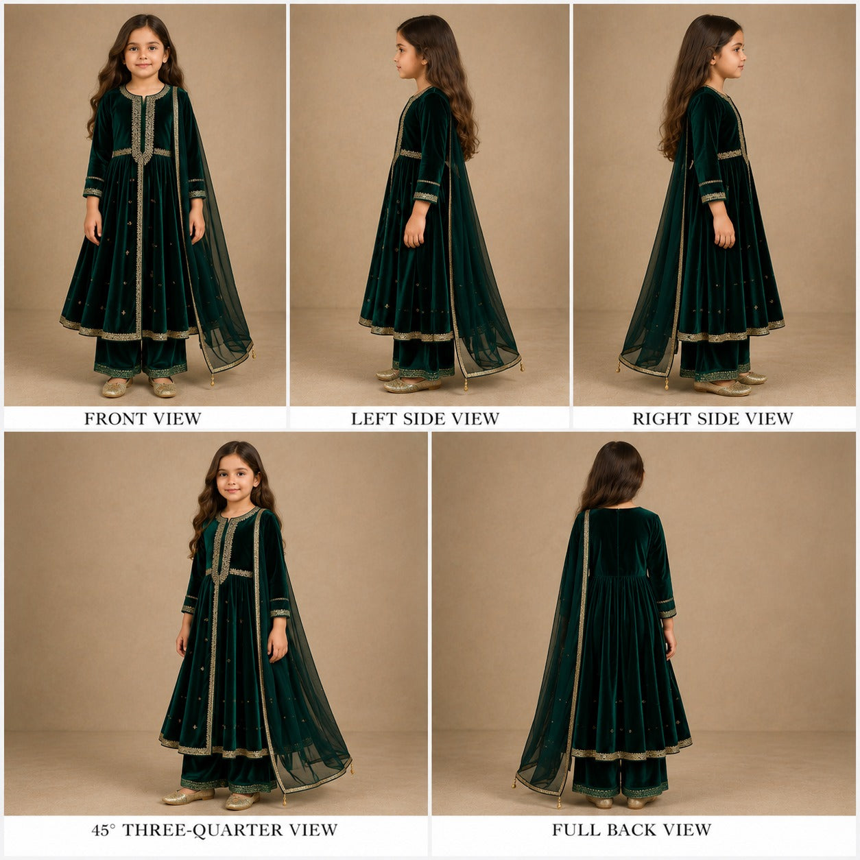 Pre Order: Green Velvet Anarkali Suit Set