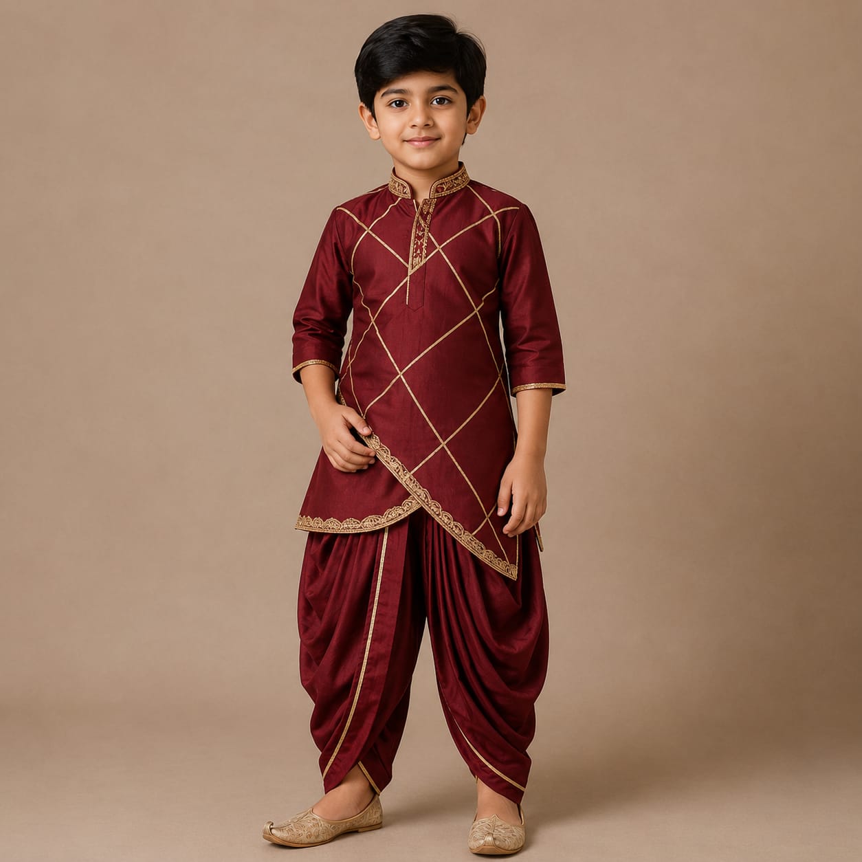 Pre Order: Maroon Maharaj Kurta Set