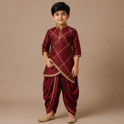 Pre Order: Maroon Maharaj Kurta Set