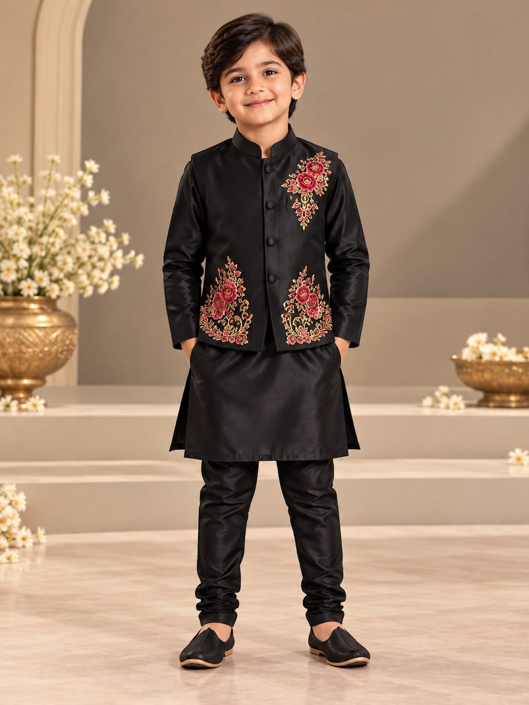Pre Order: Black Rose Nawab Kurta Set