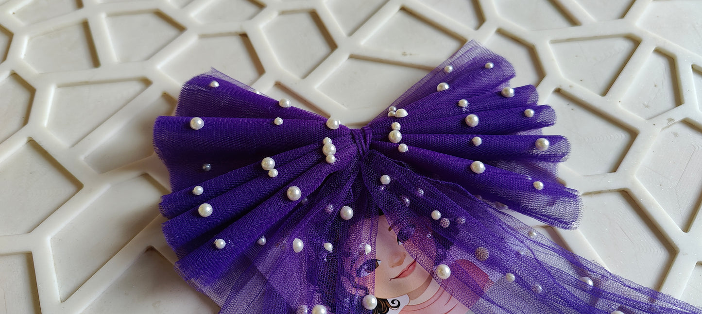 Purple Pearl Bow Hairclip