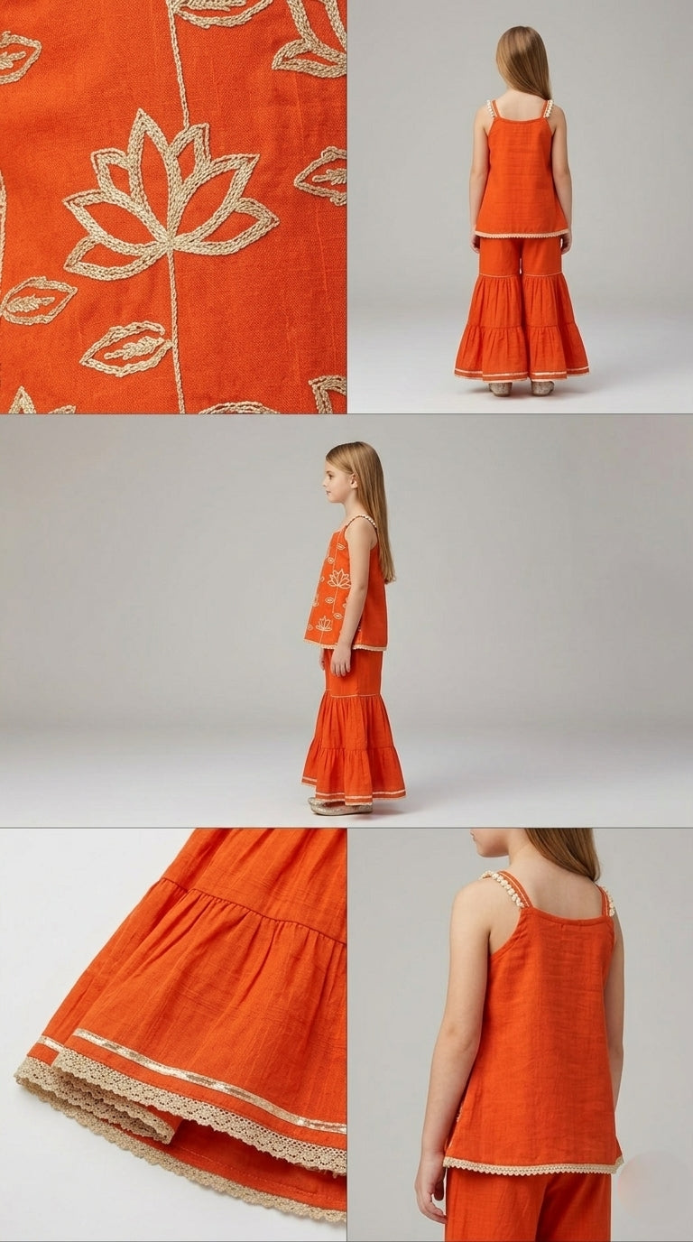 Pre Order:Saffron Lotus Sharara Set