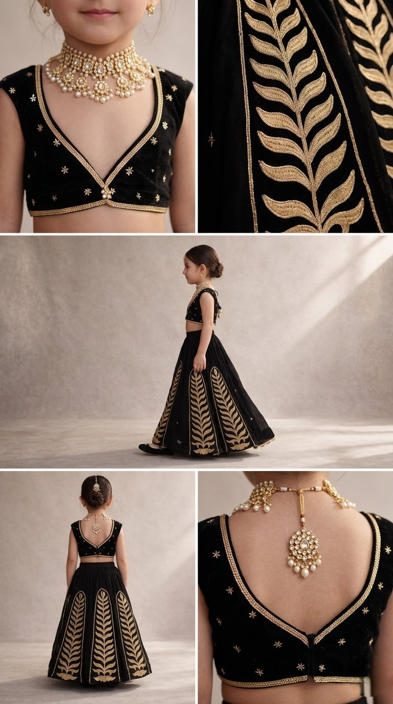 Pre Order: Noir Royal Princess Lehenga Set