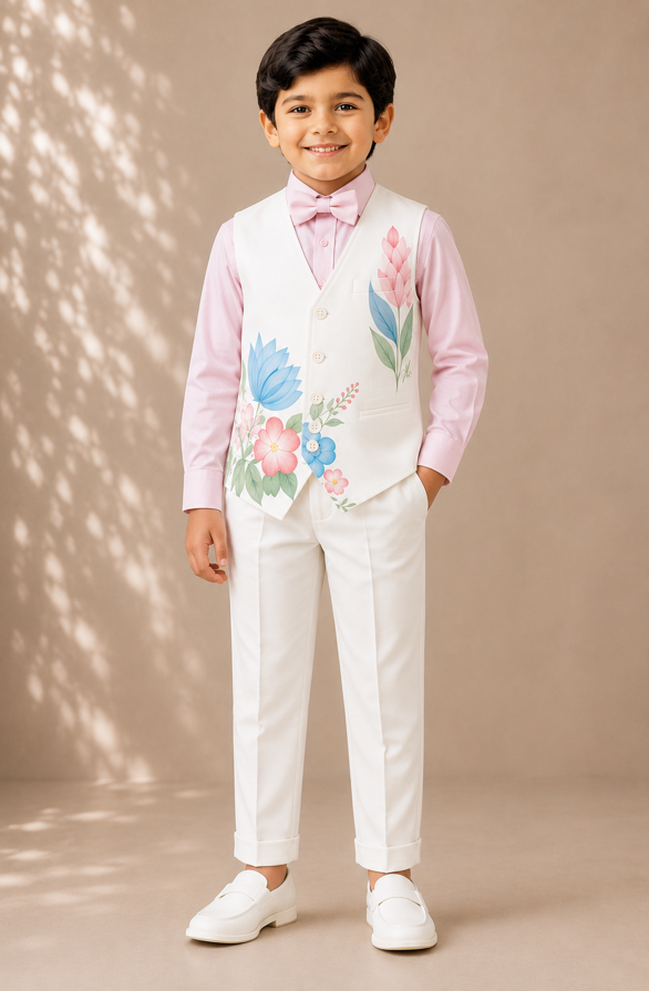 Pre Order: Floral Symphony Blazer Vest Set