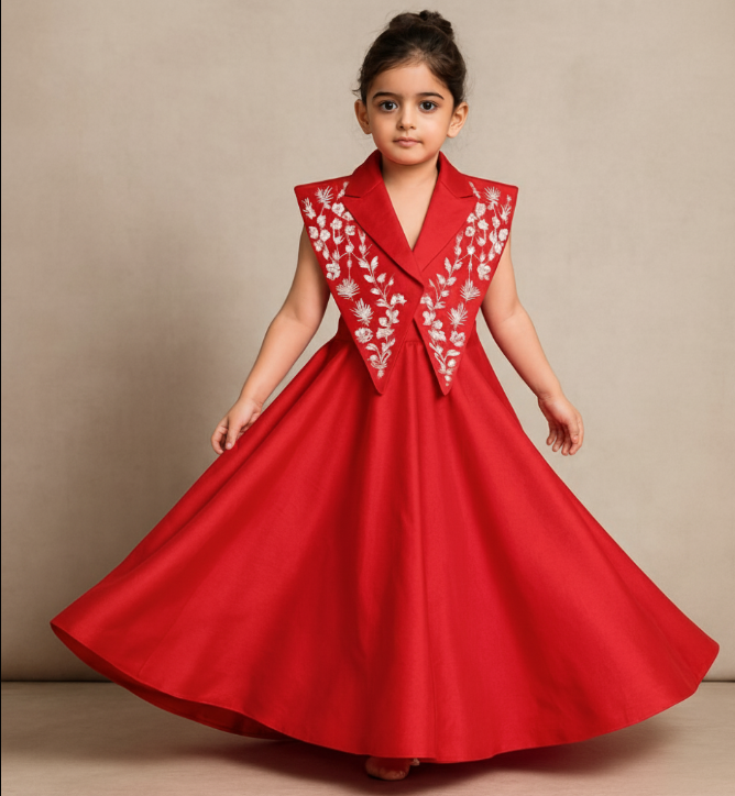 Pre Order: Gown With Embroidered Vest