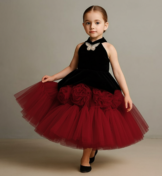 Pre Order: Elegant Velvet Net Gown
