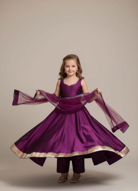 Pre Order: Purple Anarkali Suit Set