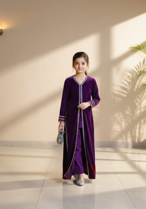Pre Order:Purple Velvet Suit Set