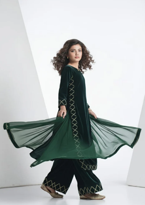 Pre Order: Green Velvet Suit Set