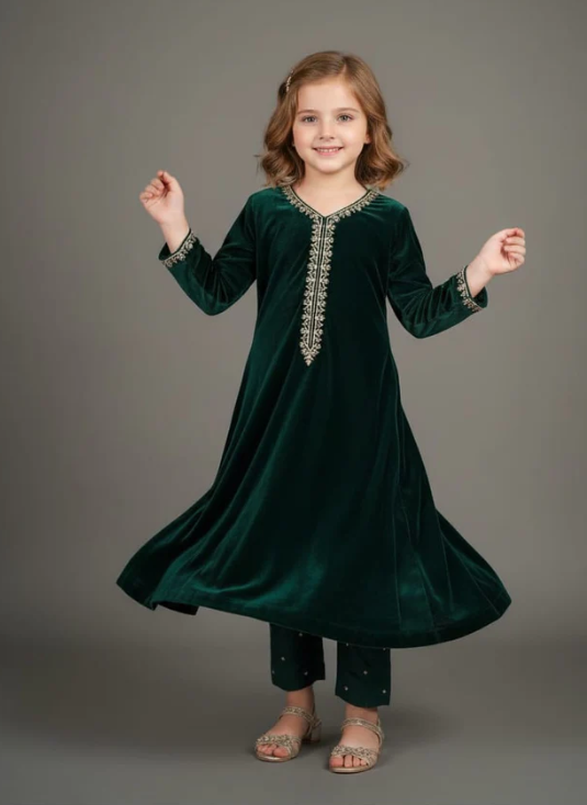Pre Order: Green Velvet Suit Set